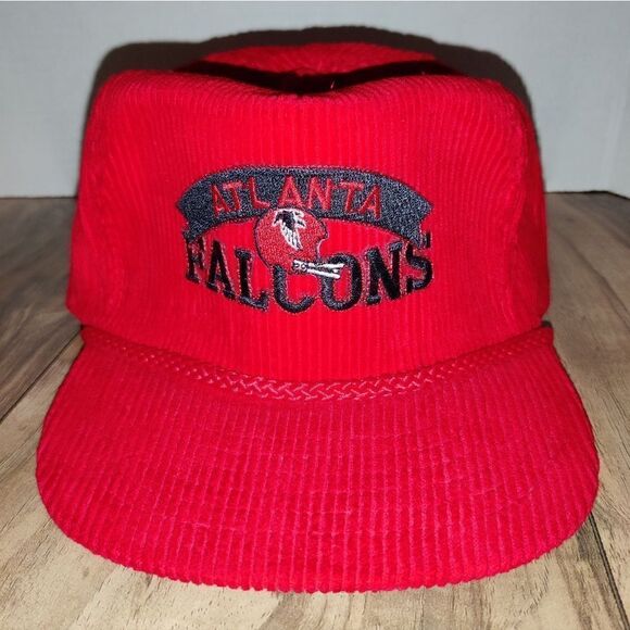 Vintage Atlanta Falcons Red Corduroy Hat Zipper Back by AmaPro - Picture 3 of 8